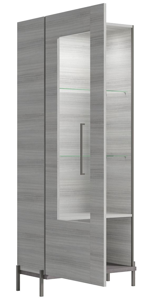 Product photograph of Status Mia Day Silver Grey Left 1 Door Vitrine With Led Light from Choice Furniture Superstore.